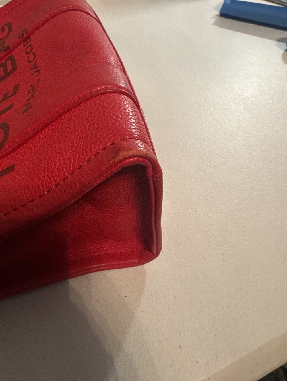Marc Jacobs Coral Red Pebbled Leather The Tote Bag - Picture 7 of 11